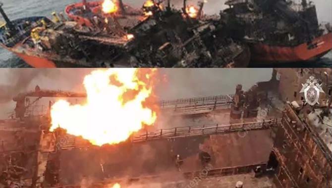 视频：LPG船舶爆炸后的燃烧现场