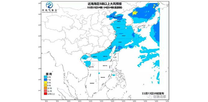 黄渤海需注意大风不利天气影响。