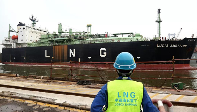 中国修船企业首次承接薄膜型LNG运输船大