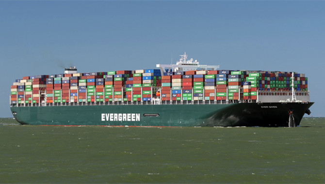 Evergreen container ship blocks Suez Canal traffic