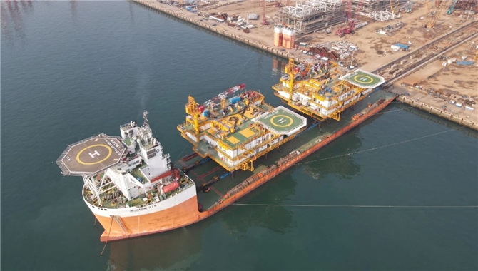 起航！中国海油首个岸电项目组块陆地建