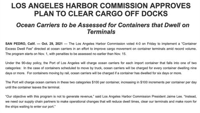 美国港口重罚留港集装箱 海运价格影响几