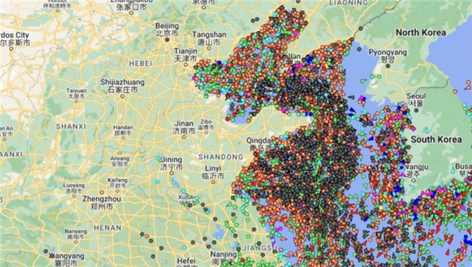 这张中国沿海的船运地图被歪曲了