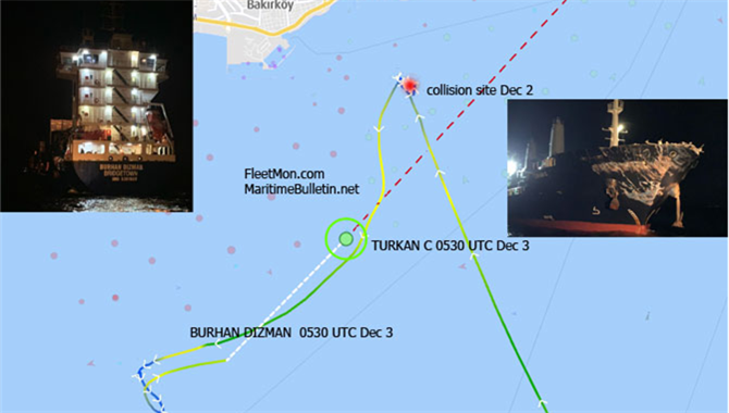 一货船撞上锚泊船 两船严重受损...