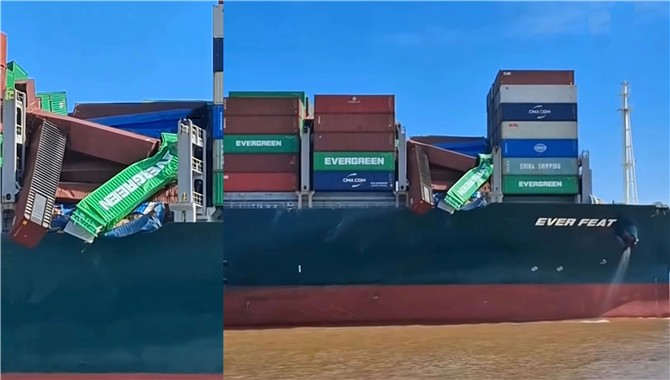 【突发】长荣12000TEU集装箱倒塌！其姊妹