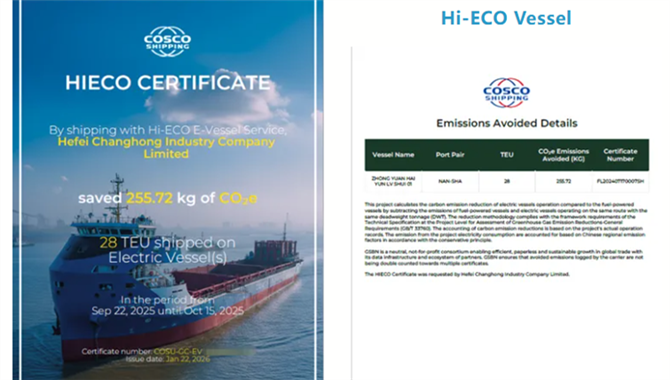 电动船+绿色证书+区块链，中远海运这艘
