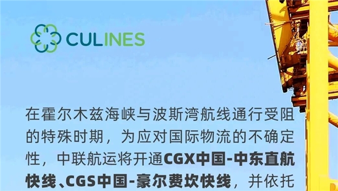 租入10000TEU大船！中联航运开通中东新航线